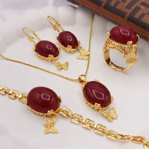 Crimson Elegance Complete Bridal Set (4 pcs)